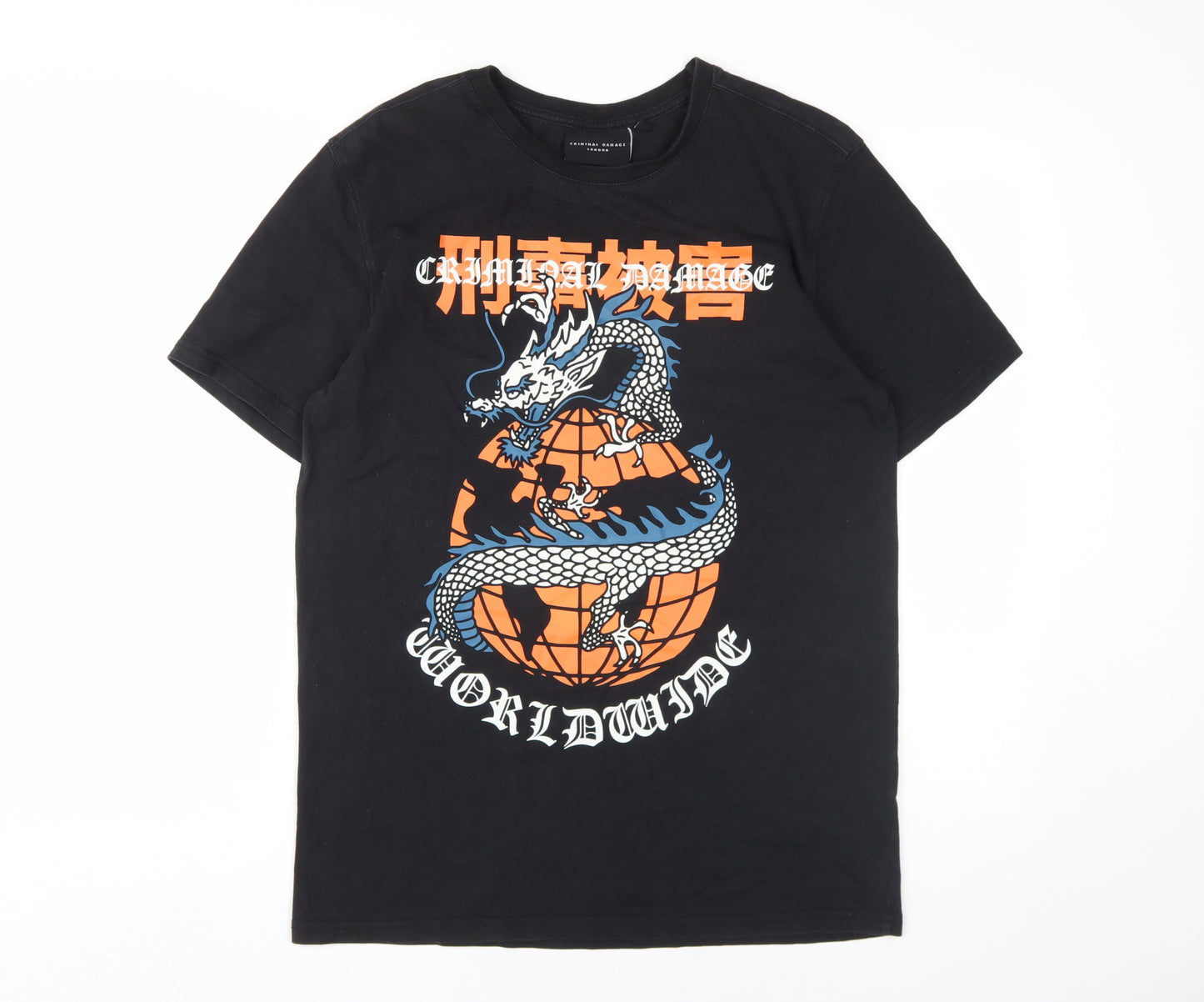 Criminal Damage Men's Black Graphic T-Shirt M