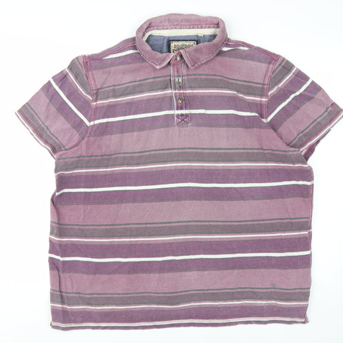 Mantaray Men's XL Purple Striped Polo Shirt