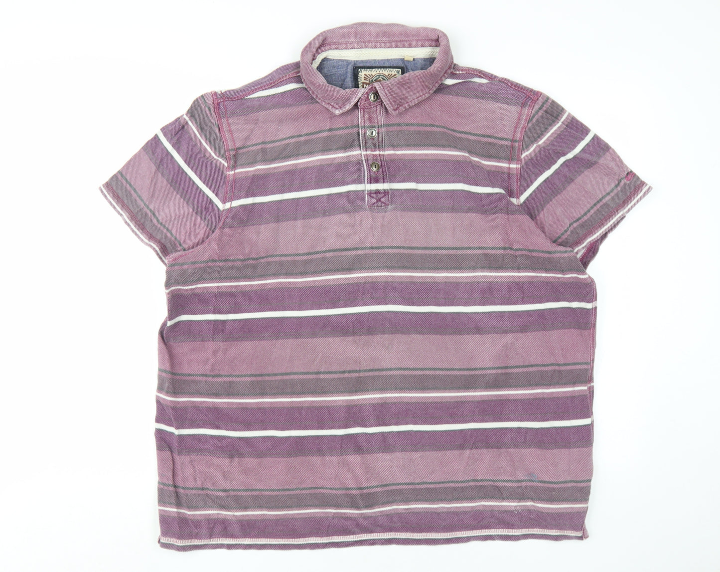 Mantaray Men's XL Purple Striped Polo Shirt