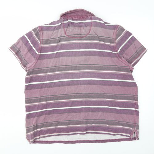 Mantaray Men's XL Purple Striped Polo Shirt