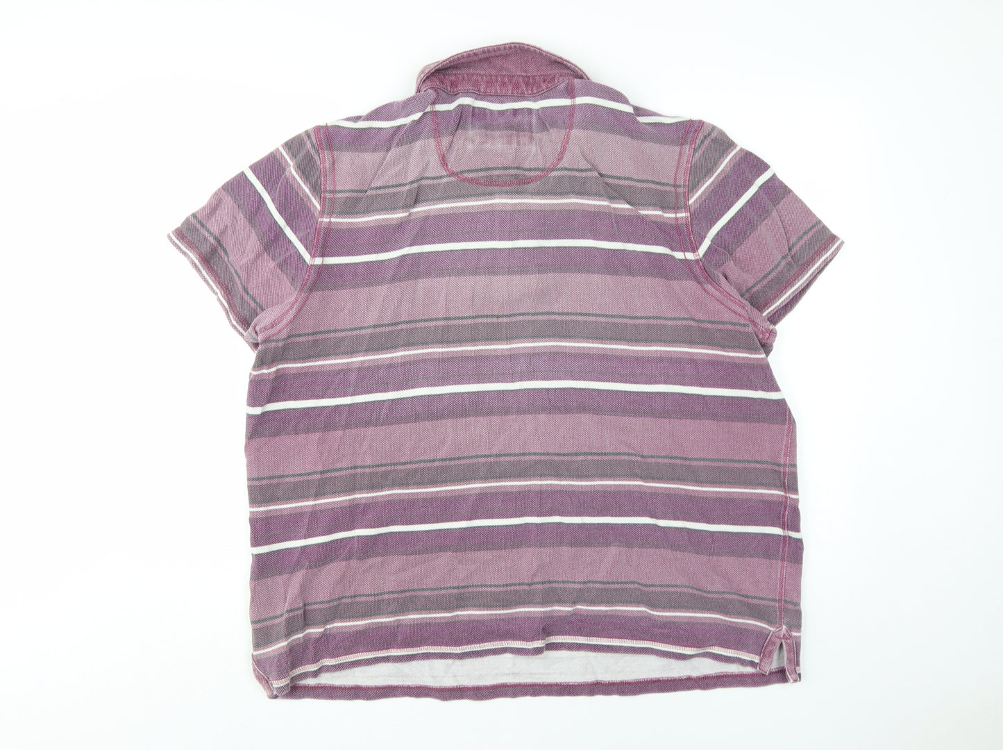 Mantaray Men's XL Purple Striped Polo Shirt