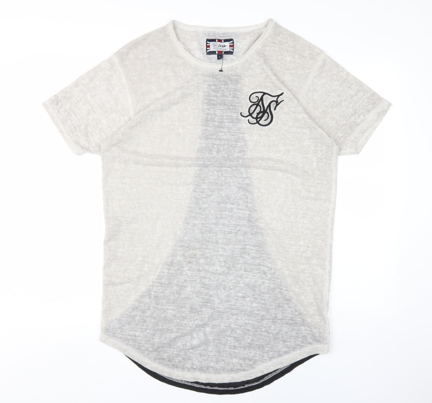 SikSilk Men's Beige Crew Neck T-Shirt L Lightweight
