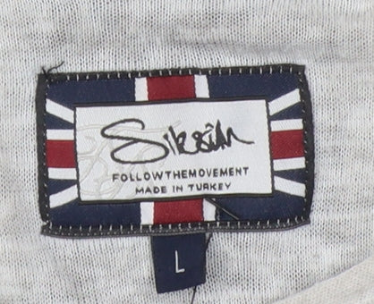 SikSilk Men's Beige Crew Neck T-Shirt L Lightweight