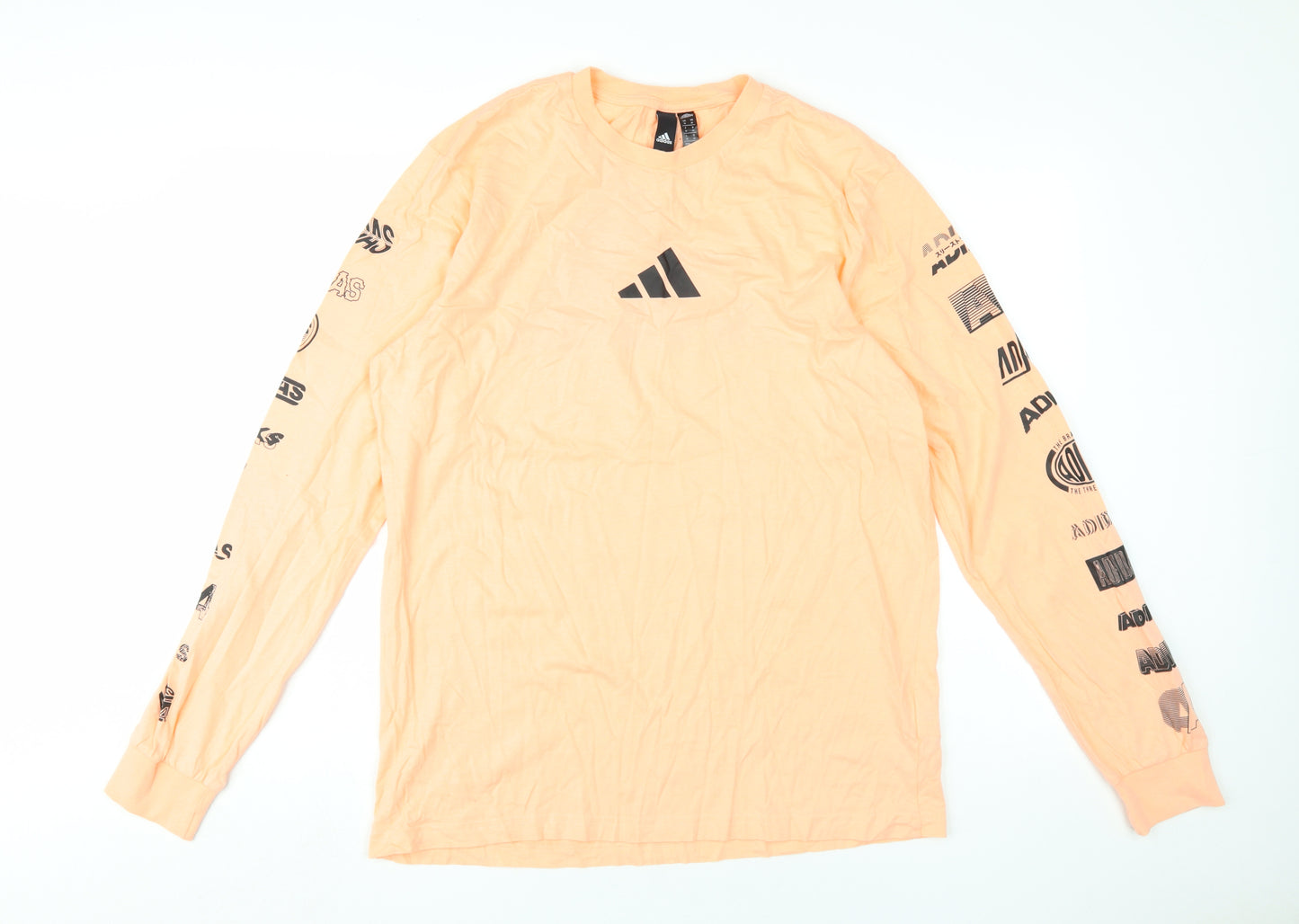 Adidas Men's Orange M Long Sleeve Logo T-Shirt
