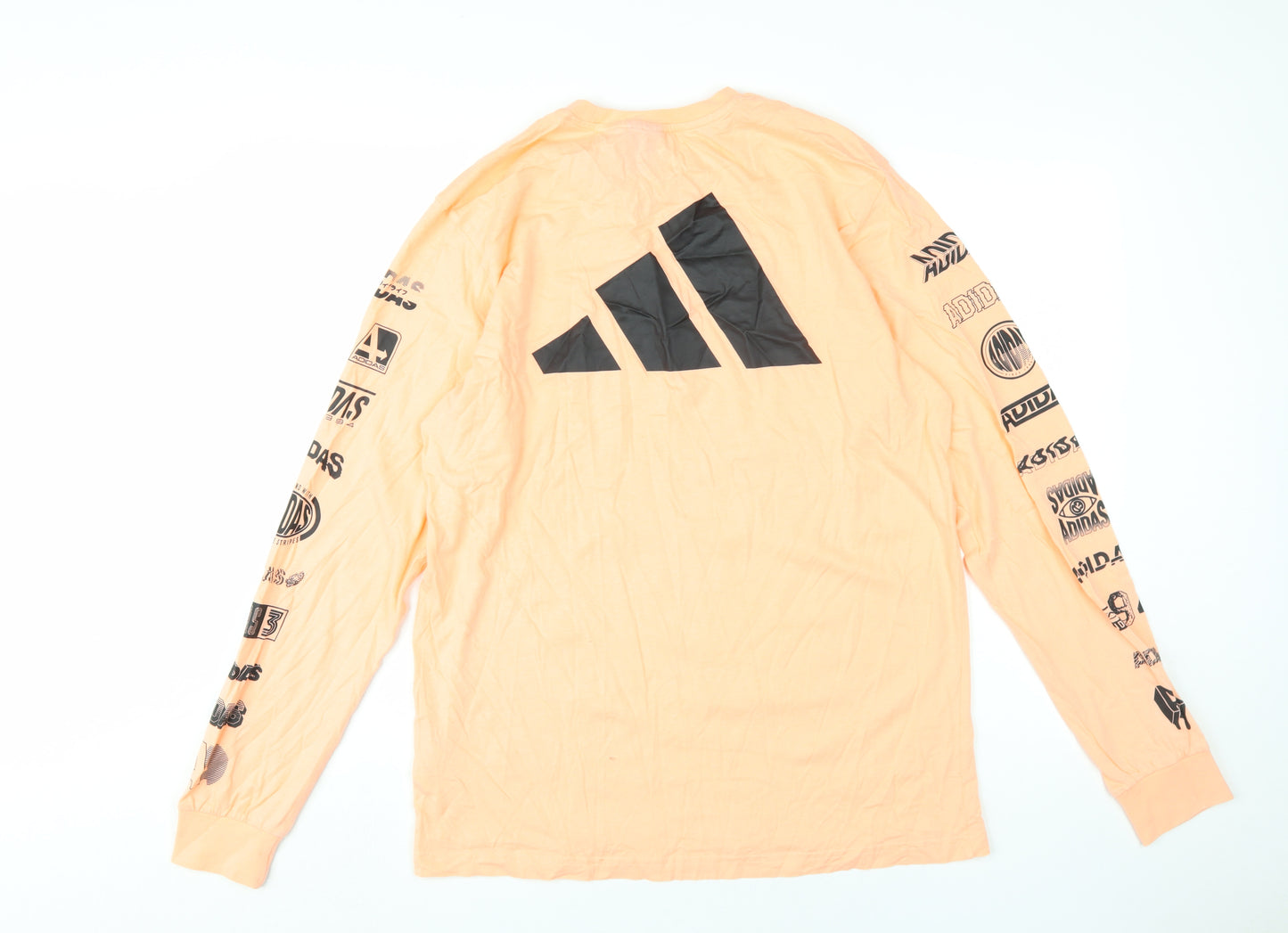 Adidas Men's Orange M Long Sleeve Logo T-Shirt