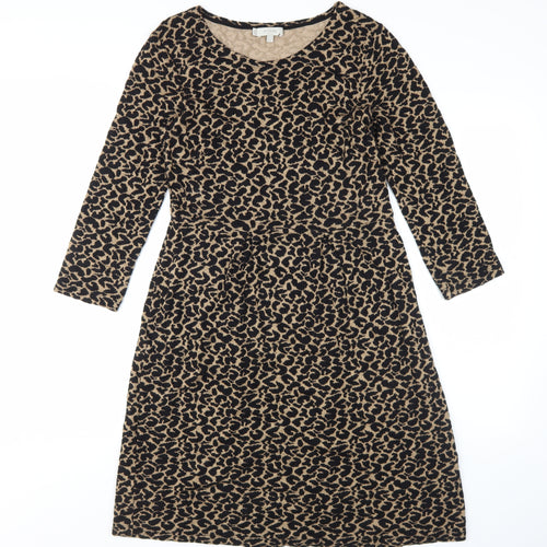 Hobbs Ladies Women's Beige Black Animal Print Dress 12