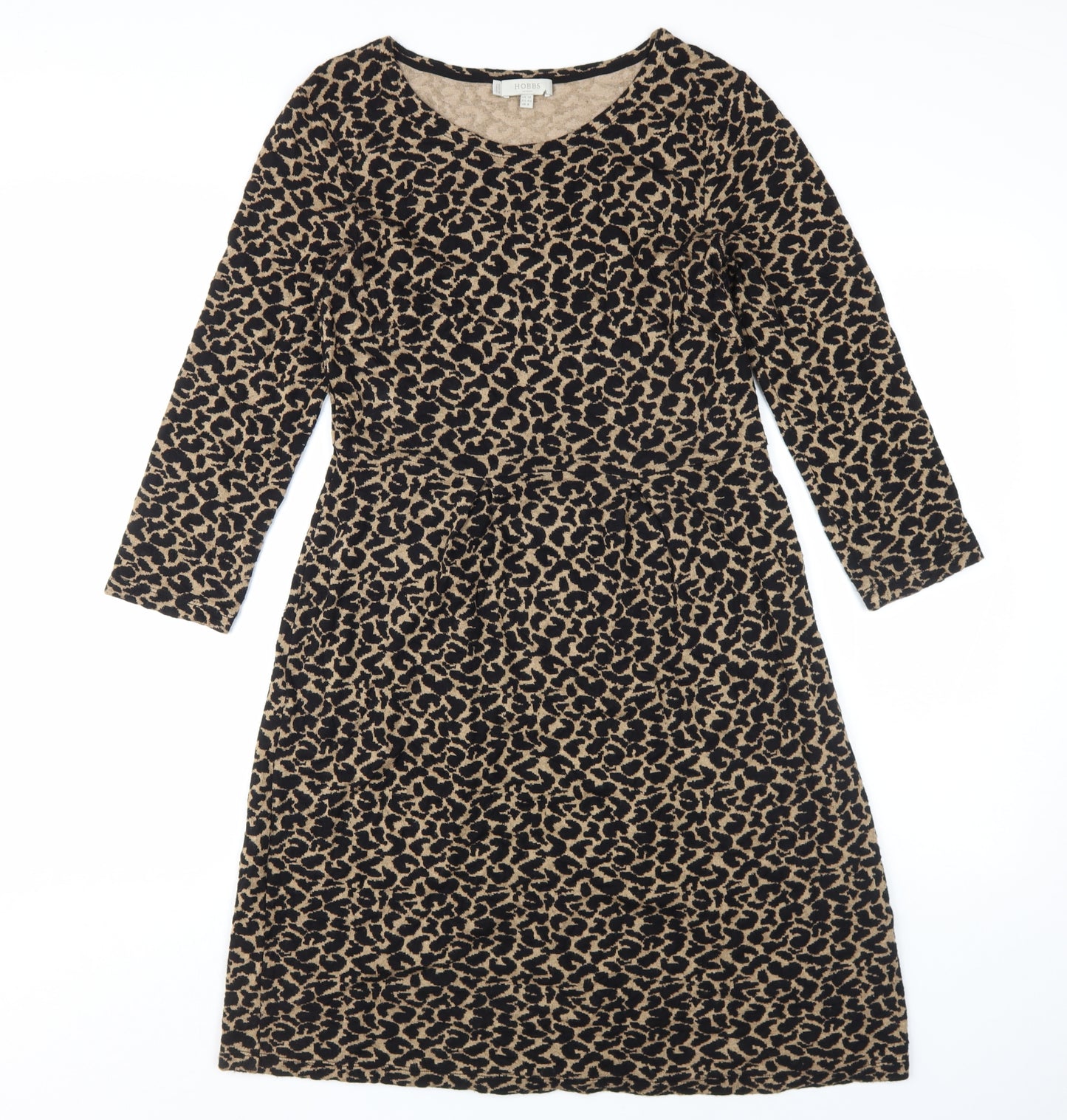 Hobbs Ladies Women's Beige Black Animal Print Dress 12