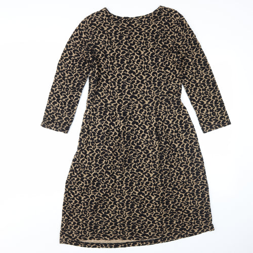 Hobbs Ladies Women's Beige Black Animal Print Dress 12