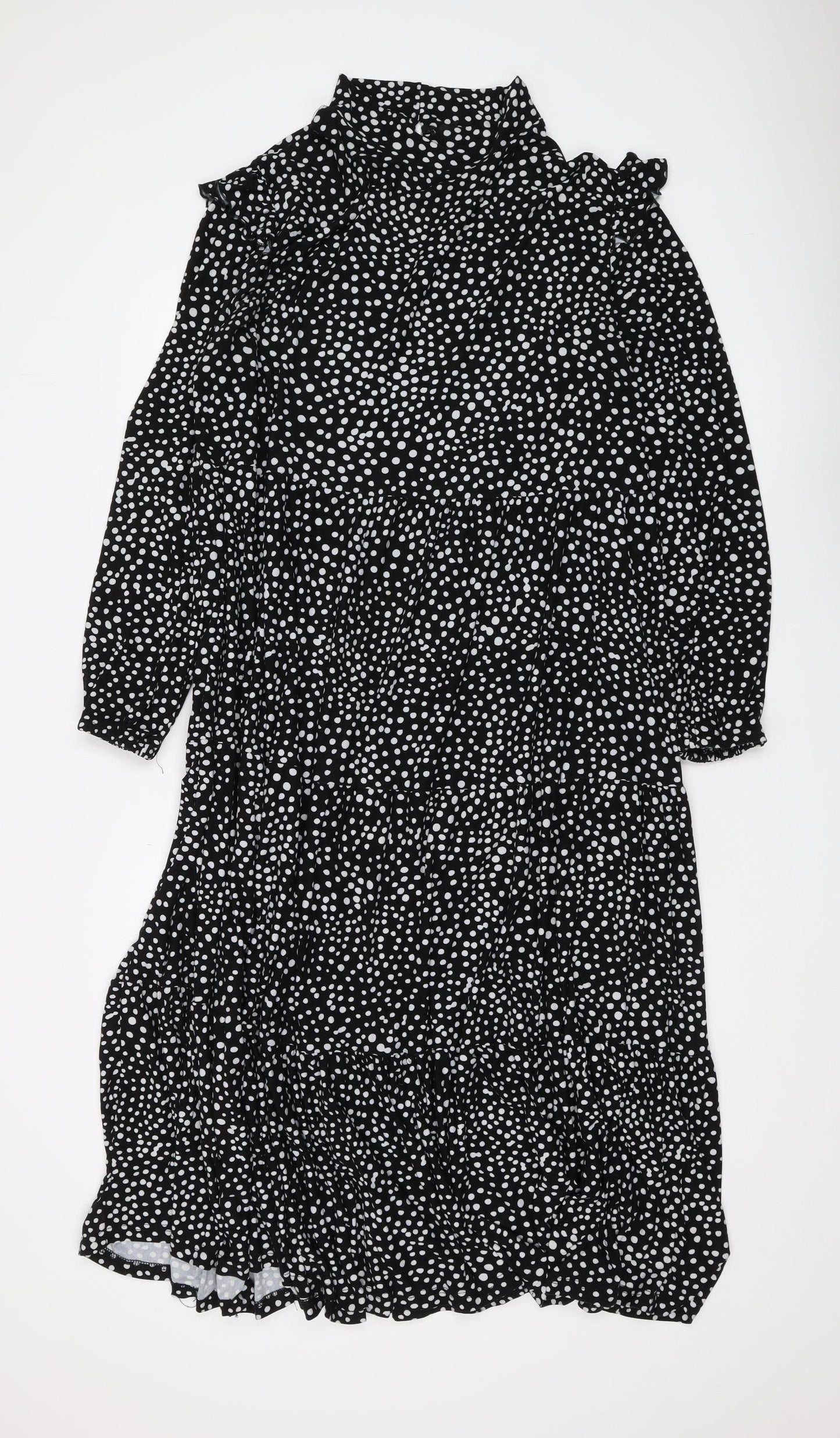 QED London Women's Black Polka Dot Midi Dress Size 16