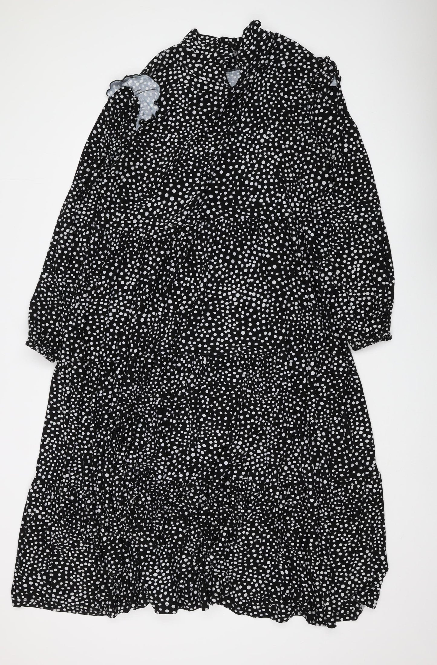 QED London Women's Black Polka Dot Midi Dress Size 16