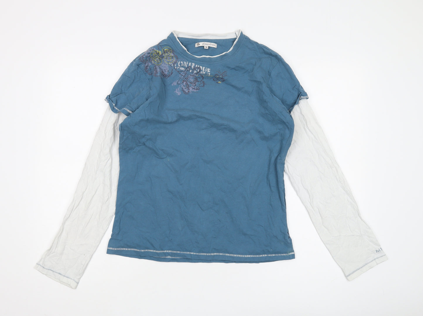 Fat Face Women's Blue T-Shirt Size 14