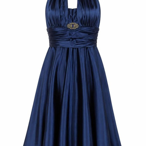 Chicas Women's Blue Midi Fit & Flare Halter Dress L