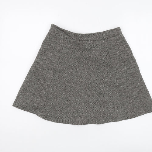French Connection Women's Grey A-Line Herringbone Skirt
