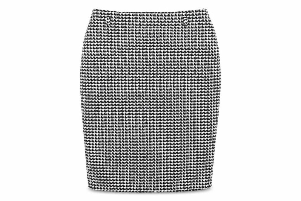 Front view of Marks & Spencer Women's Black & White Geometric Pencil Skirt