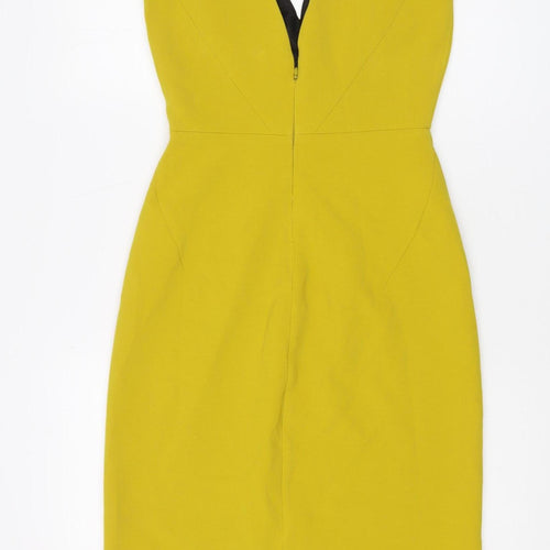 Zara Woman Yellow Pencil Dress S V-Neck Cocktail