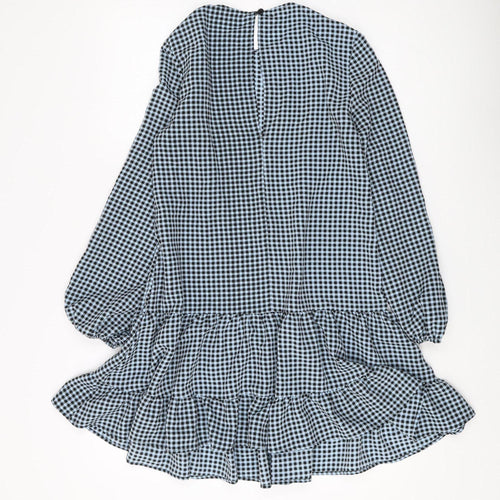 Topshop Women's Black Check Ruffle Dress Size 6