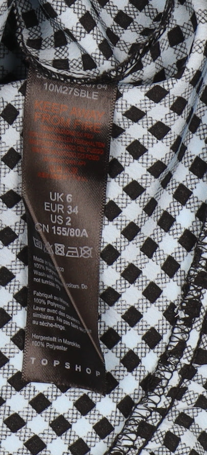 Topshop Women's Black Check Ruffle Dress Size 6