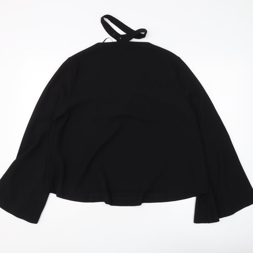 Zara Women's Black V-Neck Long Sleeve Top, Size L