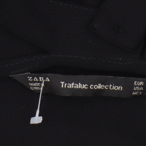 Zara Women's Black V-Neck Long Sleeve Top, Size L