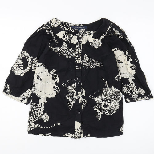 French Connection Women's Black Floral Blouse - Size 6