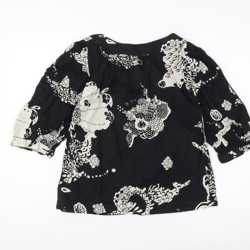 French Connection Women's Black Floral Blouse - Size 6