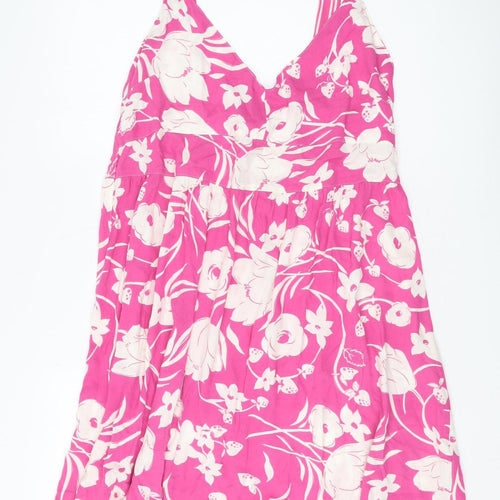 Next Women's Pink Floral Slip Dress, Size 16, Summer Viscose