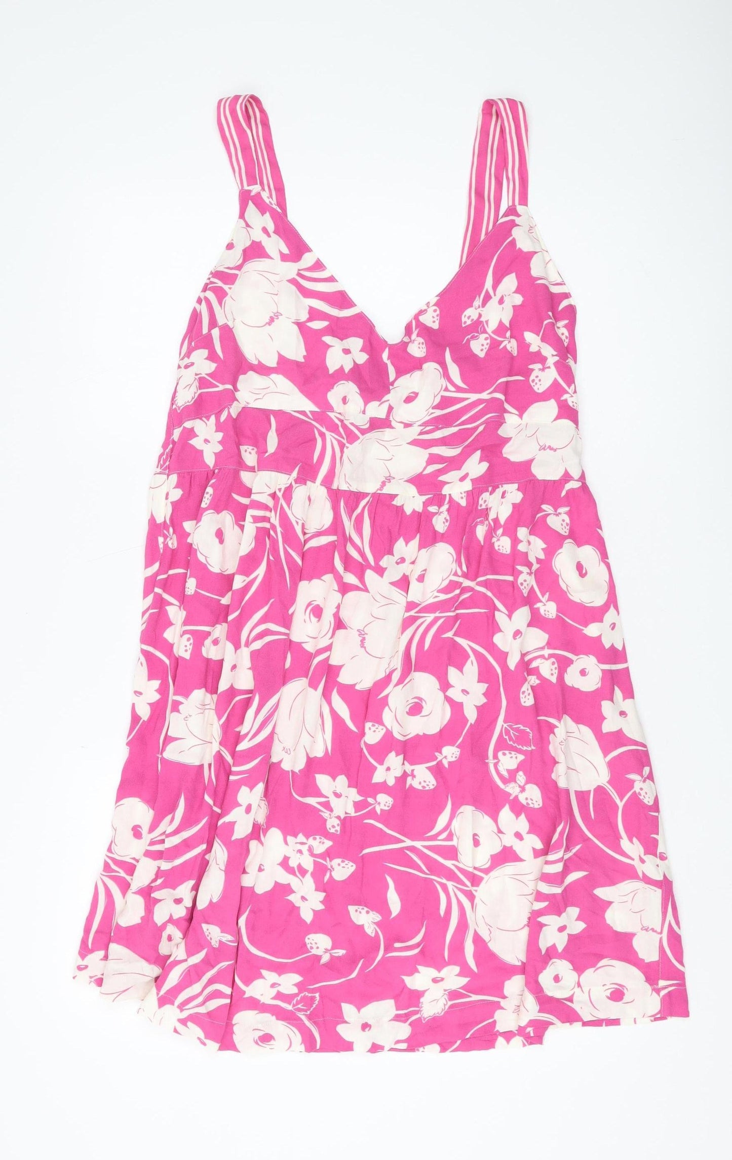 Next Women's Pink Floral Slip Dress, Size 16, Summer Viscose