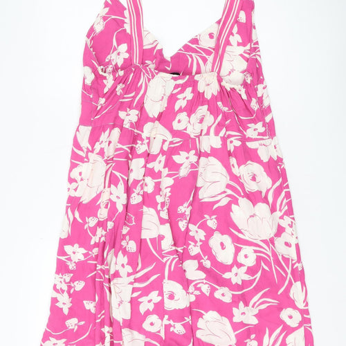 Next Women's Pink Floral Slip Dress, Size 16, Summer Viscose