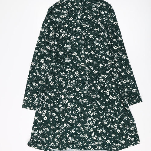 New Look Women's Green Floral A-Line Dress UK 10