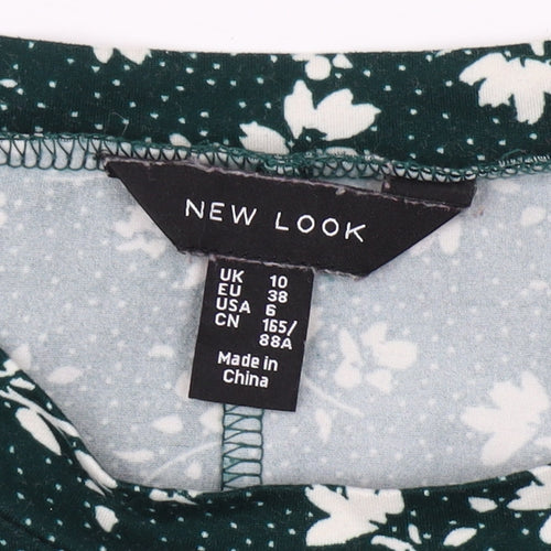 New Look Women's Green Floral A-Line Dress UK 10