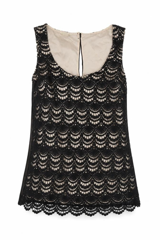 Front view of Monsoon Women's Black Lace Camisole Tank Top, size 8