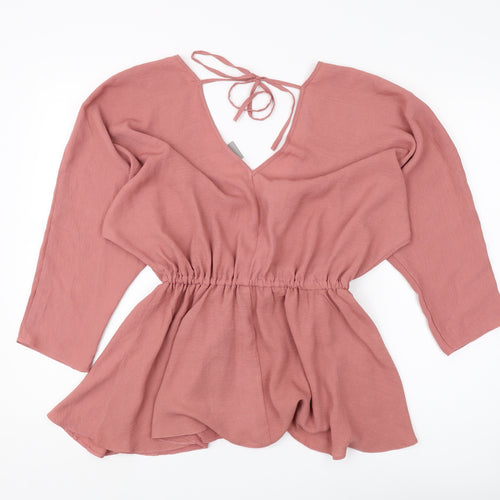 ASOS Women's Pink Wrap Blouse, Size 8, 3/4 Sleeve