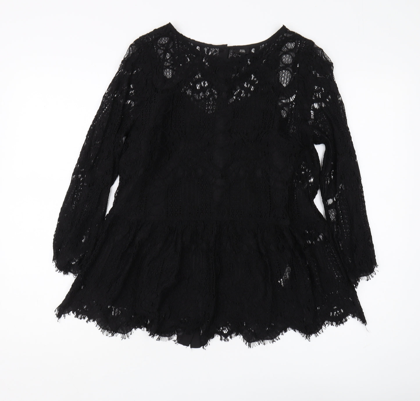 River Island Black Lace Tunic Blouse, Women, Size 14