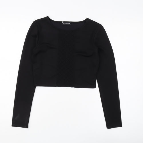 PrettyLittleThing Women's Black Cropped Top Size 10