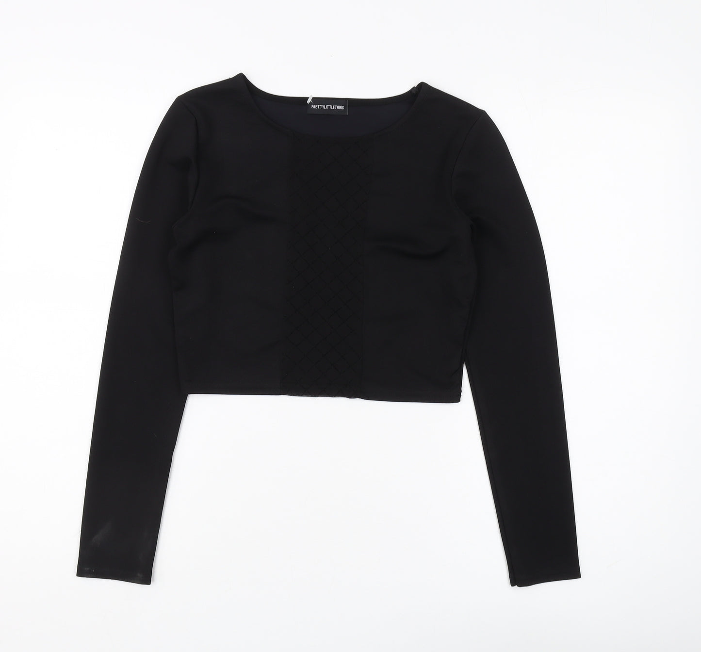 PrettyLittleThing Women's Black Cropped Top Size 10