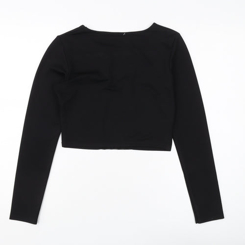 PrettyLittleThing Women's Black Cropped Top Size 10