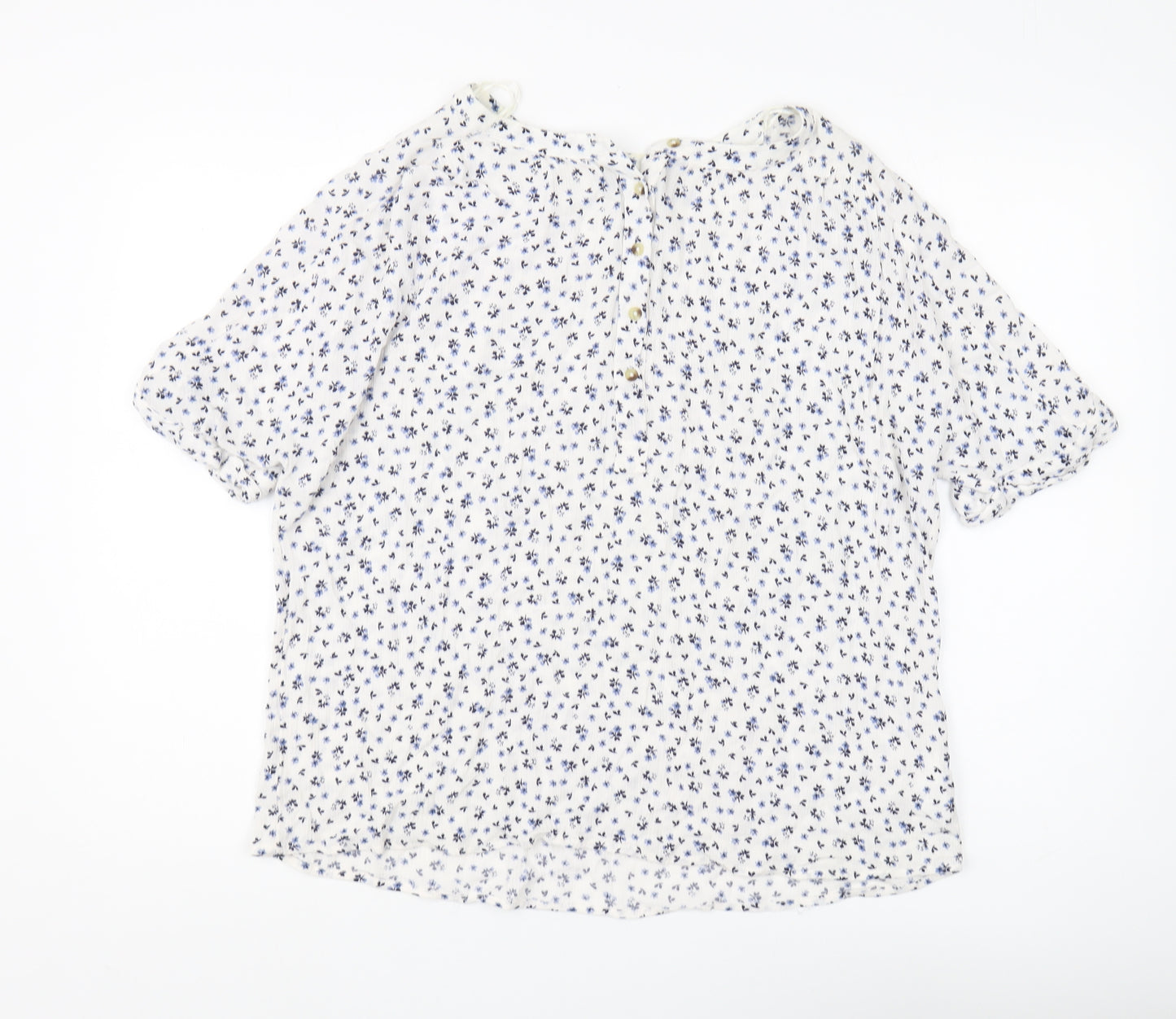 Principles Women's White Blue Floral Blouse Size 14