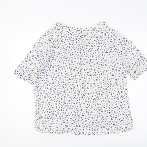 Principles Women's White Blue Floral Blouse Size 14