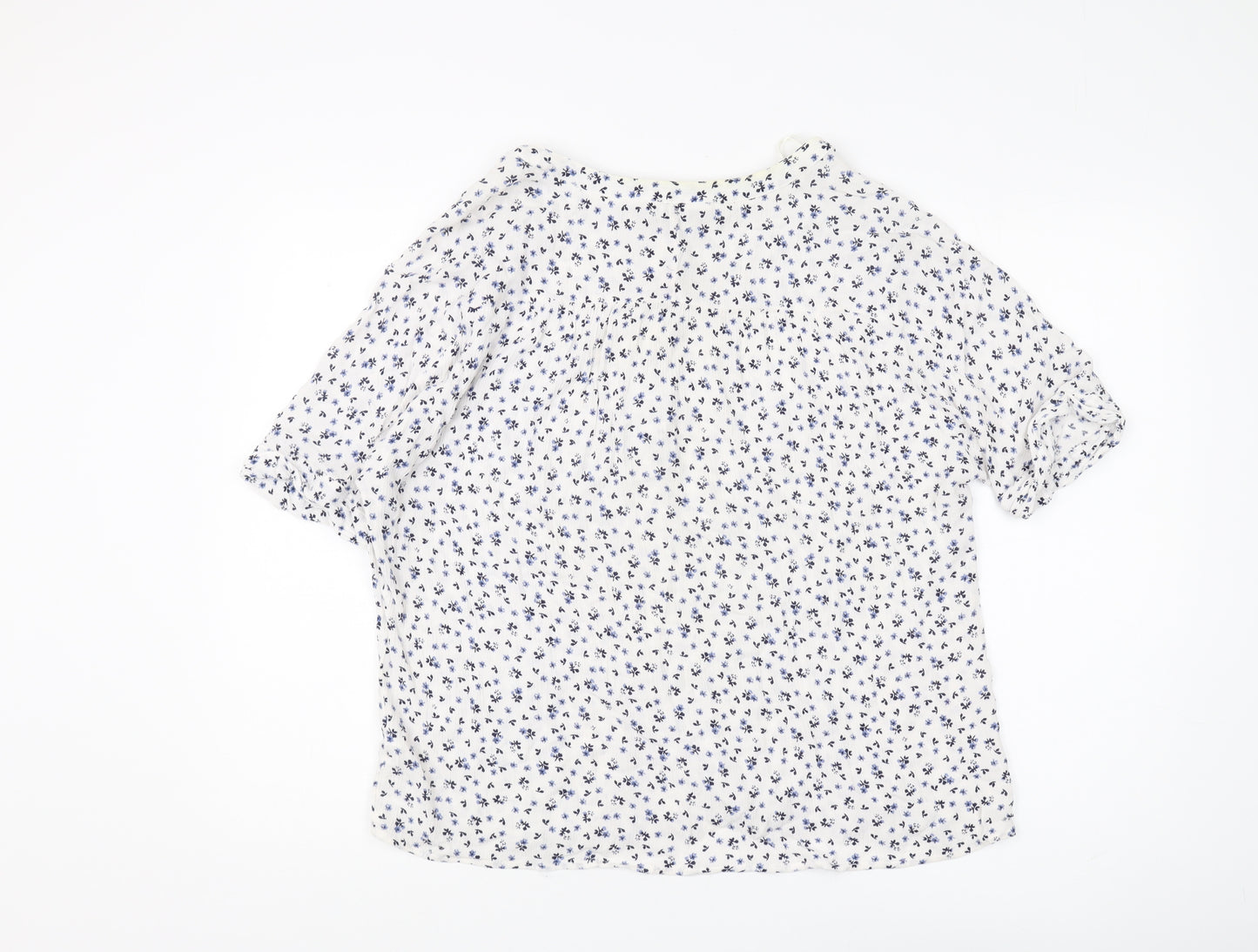 Principles Women's White Blue Floral Blouse Size 14