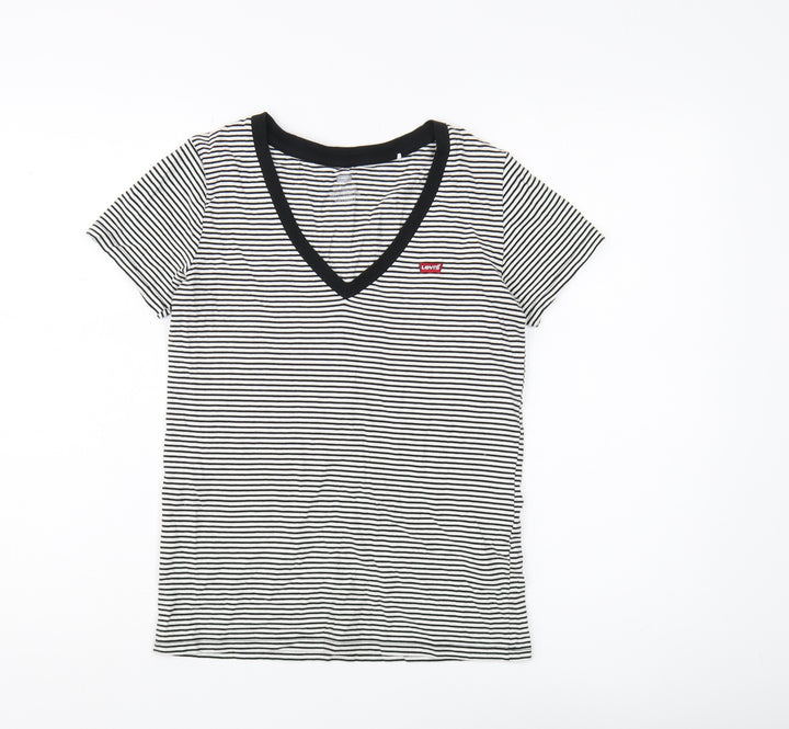 Levi's Women's Black Striped XS Ringer T-Shirt