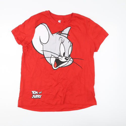 Tom and Jerry Red Unisex T-Shirt M Casual Cartoon