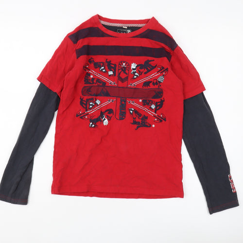 Fat Face Boys Red Graphic Long Sleeve Top 12-13 Years