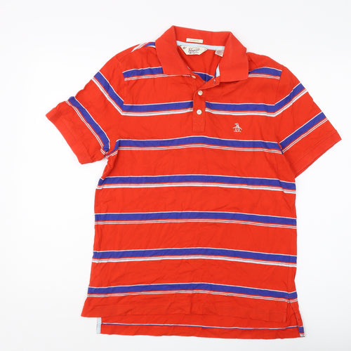 Original Penguin Men's Red Striped Polo Shirt, Size S
