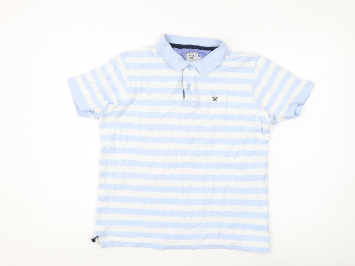 James Pringle Men's Blue Striped Polo Shirt S