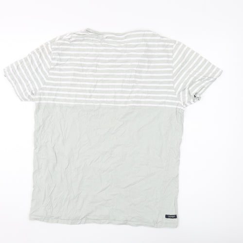 Threadbare Men's Grey Striped T-Shirt, Large