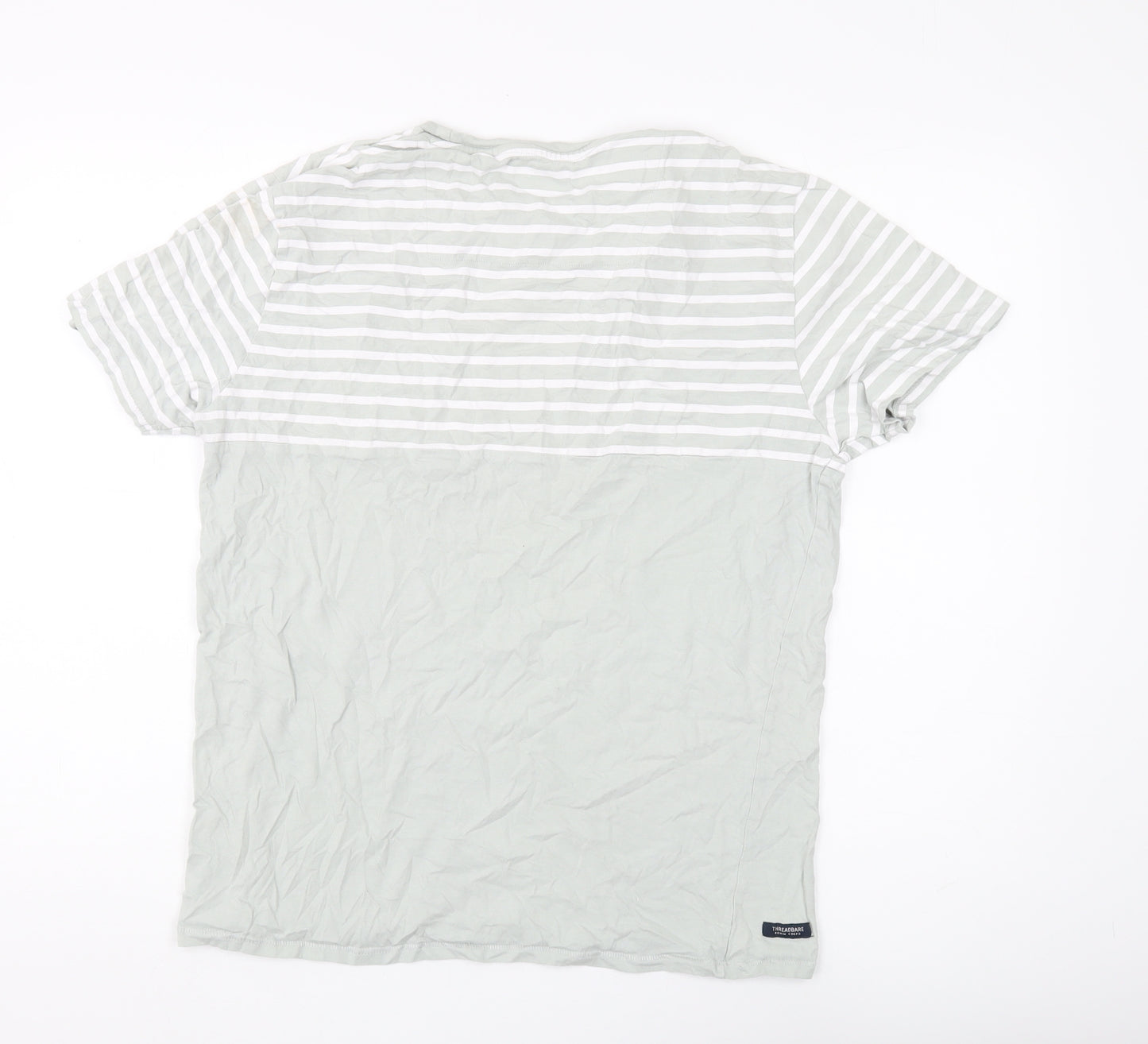 Threadbare Men's Grey Striped T-Shirt, Large
