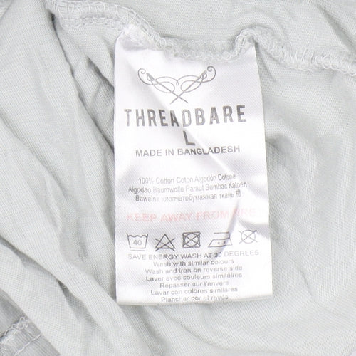 Threadbare Men's Grey Striped T-Shirt, Large