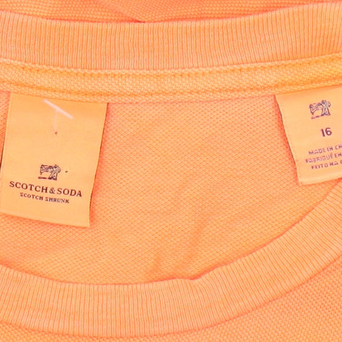 Scotch & Soda Unisex Orange T-Shirt Crew Neck Size 16