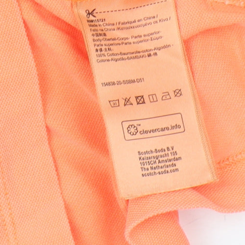 Scotch & Soda Unisex Orange T-Shirt Crew Neck Size 16