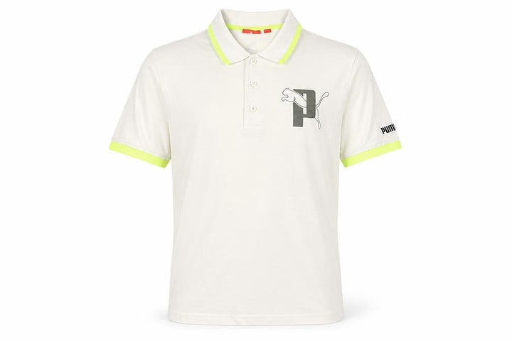Puma Men's Beige Polo Shirt Size 19 with Logo Accent